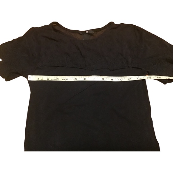 H&M Girls Black Sheer Lacey Top XS - Picture 3 of 4